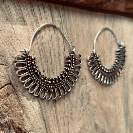 Silver Boho Earrings / Boho Jewelery / Bohemian Look / Festival Fashion / Yoga / Gypsy / Rustic / Tribal Jewellery / Indian Design