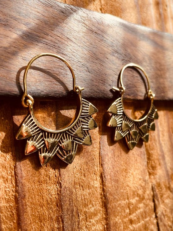 Boho Earrings Brass / Boho Jewelery / Bohemian Look / Festival Fashion / Yoga / Gypsy / Rustic / Tribal Jewellery / Indian Design