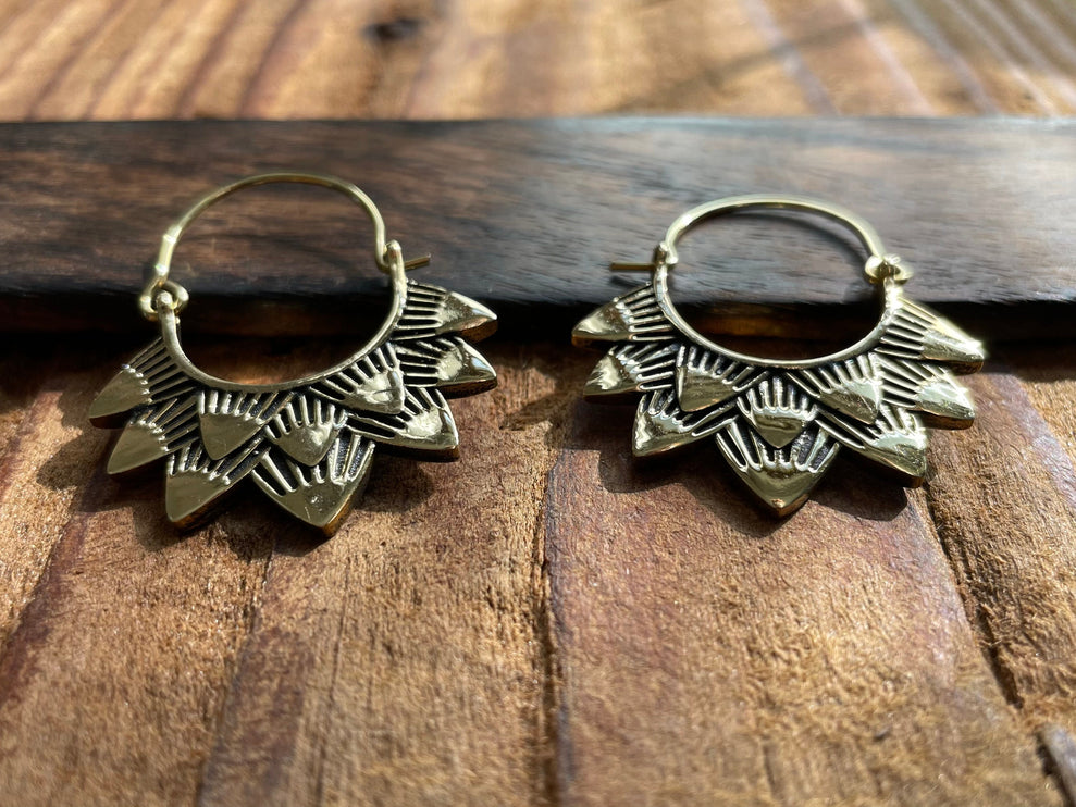 Boho Earrings Brass / Boho Jewelery / Bohemian Look / Festival Fashion / Yoga / Gypsy / Rustic / Tribal Jewellery / Indian Design