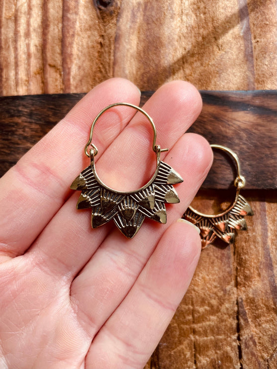 Boho Earrings Brass / Boho Jewelery / Bohemian Look / Festival Fashion / Yoga / Gypsy / Rustic / Tribal Jewellery / Indian Design