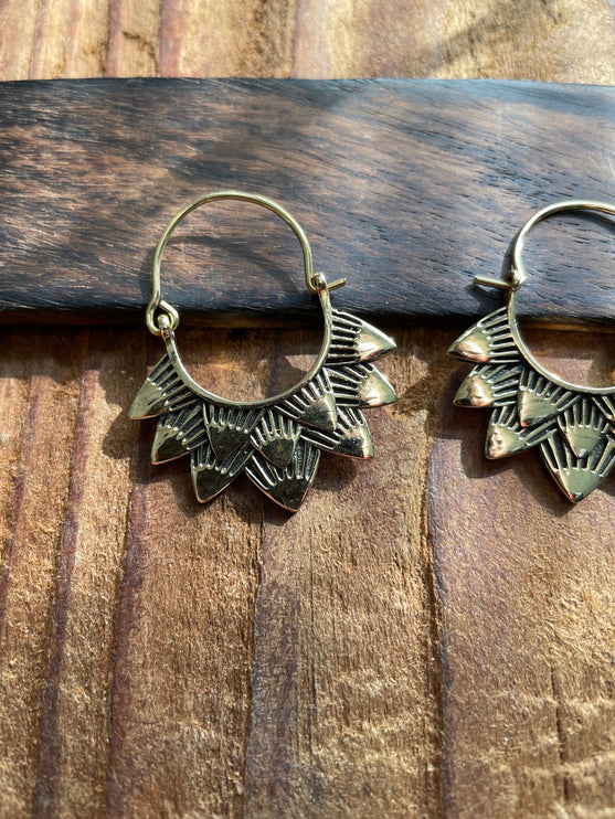 Boho Earrings Brass / Boho Jewelery / Bohemian Look / Festival Fashion / Yoga / Gypsy / Rustic / Tribal Jewellery / Indian Design