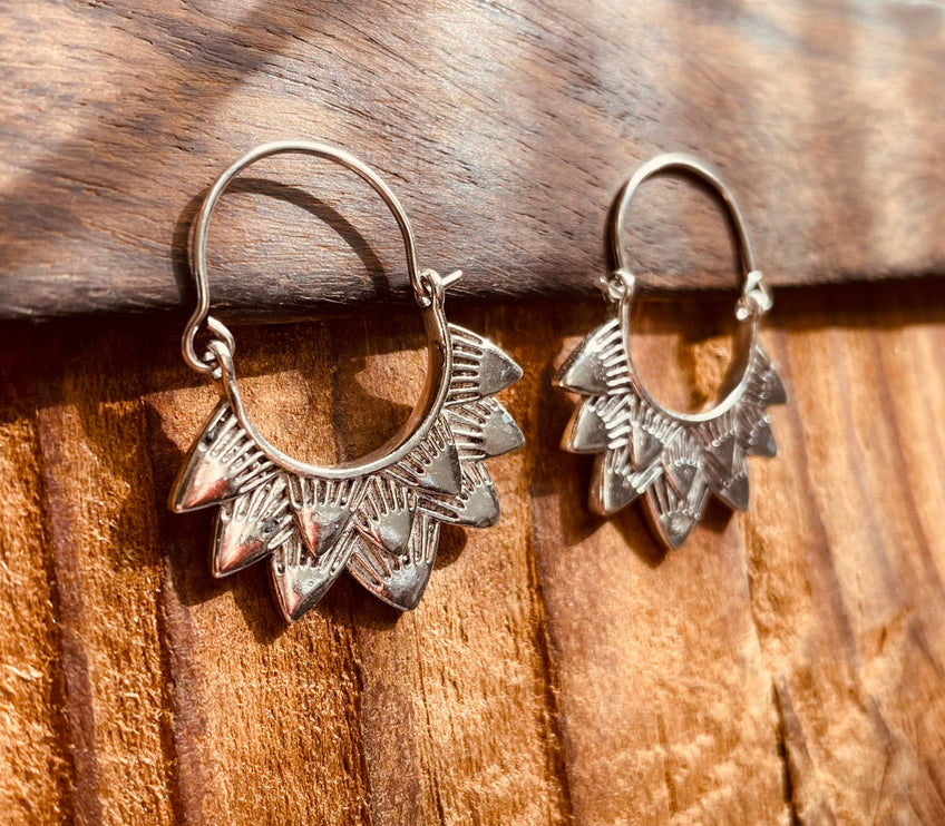 Silver Boho Earrings / Boho Jewelery / Bohemian Look / Festival Fashion / Yoga / Gypsy / Rustic / Tribal Jewellery / Indian Design