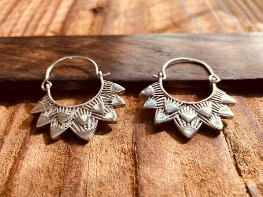 Silver Boho Earrings / Boho Jewelery / Bohemian Look / Festival Fashion / Yoga / Gypsy / Rustic / Tribal Jewellery / Indian Design