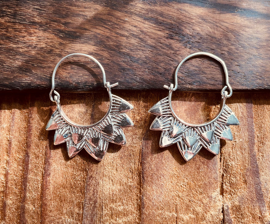 Silver Boho Earrings / Boho Jewelery / Bohemian Look / Festival Fashion / Yoga / Gypsy / Rustic / Tribal Jewellery / Indian Design