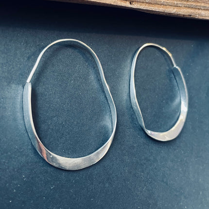 Irregular Silver Hoop Earrings / Rustic / Boho Style / Classic Silver Hoops / Bohemian Look / Modern Earrings / Silver Hoops / Lightweight