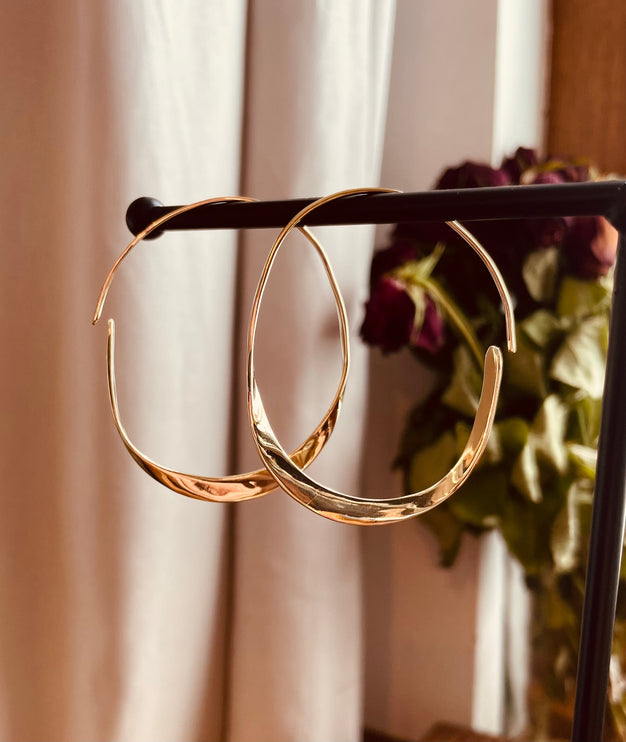 Irregular Gold Hoop Earrings / Brass / Rustic / Boho Style / Classic Silver Hoops / Bohemian Look / Modern Earrings / Brass Hoops