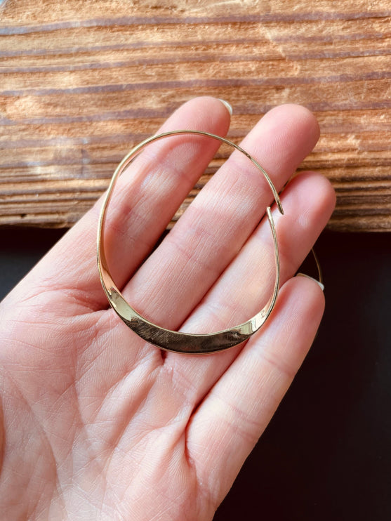 Irregular Gold Hoop Earrings / Brass / Rustic / Boho Style / Classic Silver Hoops / Bohemian Look / Modern Earrings / Brass Hoops