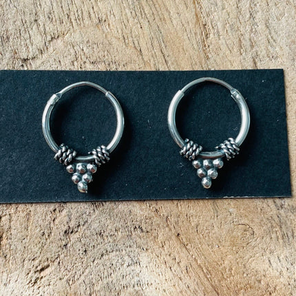 Mini Boho Sterling Silver 925 Hoop Earrings / Clicker Jewellery / Small Hoops / Rustic / Yoga / Hippie / Gypsy / Boho / Bohemian / Unisex