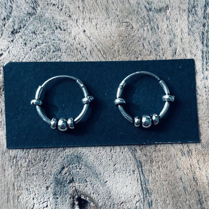 Mini Boho Sterling Silver 925 Hoop Earrings / Clicker Jewellery / Small Hoops / Rustic / Yoga / Hippie / Gypsy / Boho / Bohemian / Unisex