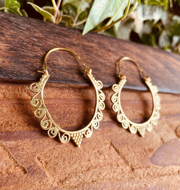 Boho Earrings Brass / Boho Jewelery / Bohemian Look / Festival Fashion / Yoga / Gypsy / Rustic / Tribal Jewellery / Indian Design