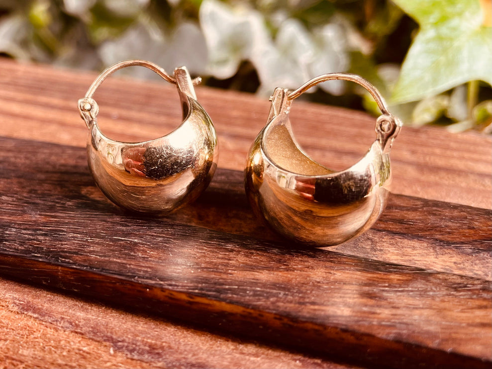 Chunky Ball Hoop Earrings Gold Brass / Boho Jewelery / Bohemian Look / Festival Fashion / Yoga / Rustic / Tribal Jewellery / Indian Design