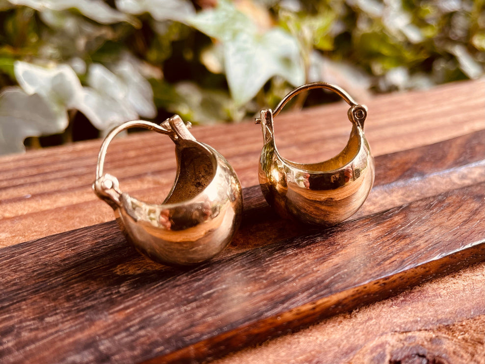 Chunky Ball Hoop Earrings Gold Brass / Boho Jewelery / Bohemian Look / Festival Fashion / Yoga / Rustic / Tribal Jewellery / Indian Design