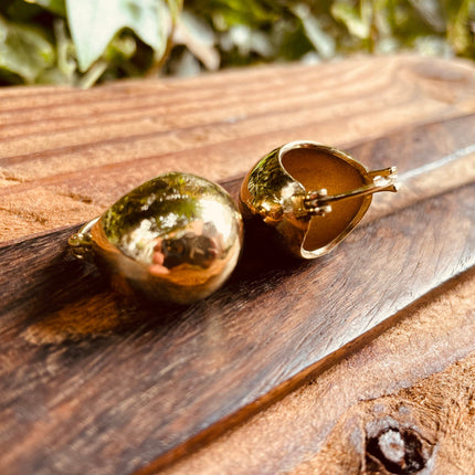 Chunky Ball Hoop Earrings Gold Brass / Boho Jewelery / Bohemian Look / Festival Fashion / Yoga / Rustic / Tribal Jewellery / Indian Design