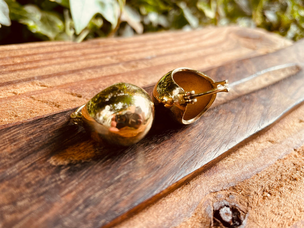 Chunky Ball Hoop Earrings Gold Brass / Boho Jewelery / Bohemian Look / Festival Fashion / Yoga / Rustic / Tribal Jewellery / Indian Design