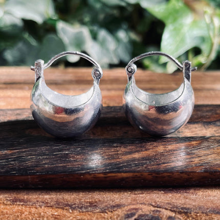 Chunky Ball Hoop Silver Earrings / Boho Jewelery / Bohemian Look / Festival Fashion / Yoga / Rustic / Tribal Jewellery / Indian Design