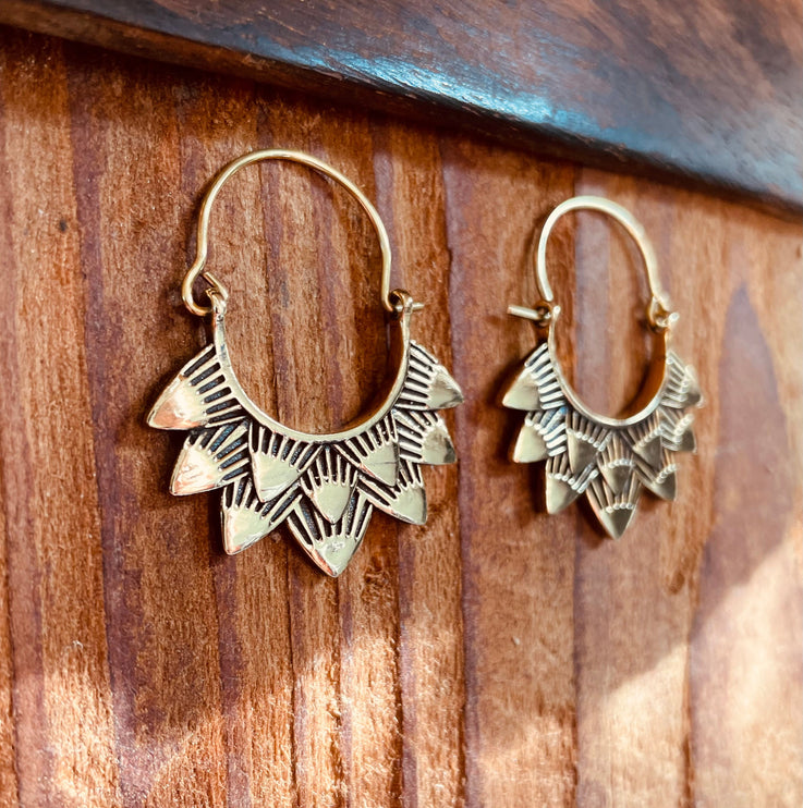 Boho Earrings Brass / Boho Jewelery / Bohemian Look / Festival Fashion / Yoga / Gypsy / Rustic / Tribal Jewellery / Indian Design