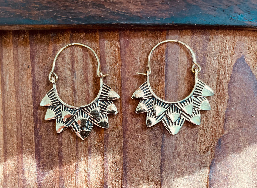 Boho Earrings Brass / Boho Jewelery / Bohemian Look / Festival Fashion / Yoga / Gypsy / Rustic / Tribal Jewellery / Indian Design