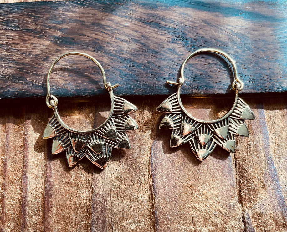 Boho Earrings Brass / Boho Jewelery / Bohemian Look / Festival Fashion / Yoga / Gypsy / Rustic / Tribal Jewellery / Indian Design