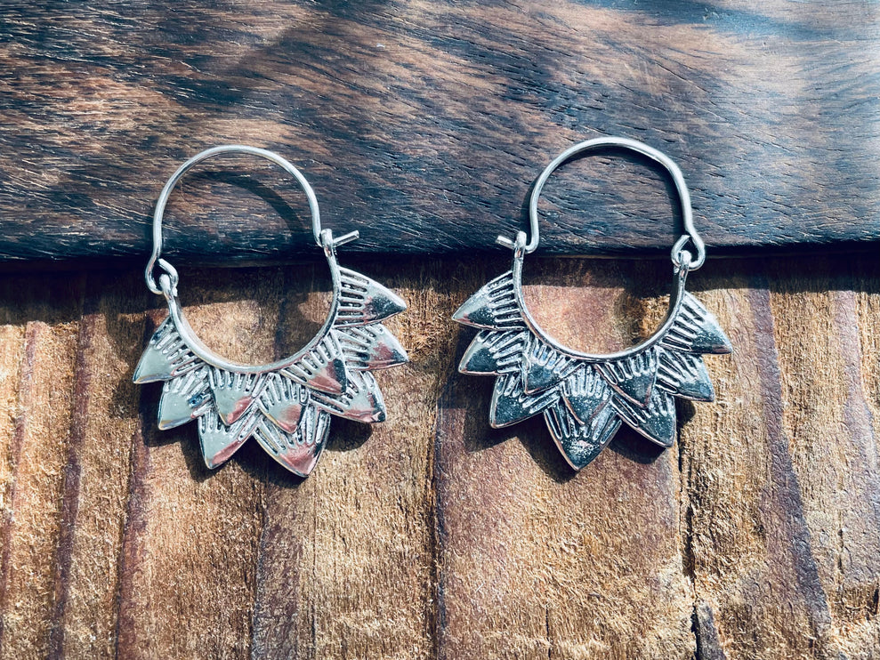 Silver Boho Earrings / Boho Jewelery / Bohemian Look / Festival Fashion / Yoga / Gypsy / Rustic / Tribal Jewellery / Indian Design