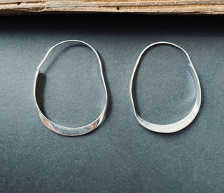 Irregular Silver Hoop Earrings / Rustic / Boho Style / Classic Silver Hoops / Bohemian Look / Modern Earrings / Silver Hoops / Lightweight