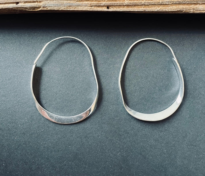 Irregular Silver Hoop Earrings / Rustic / Boho Style / Classic Silver Hoops / Bohemian Look / Modern Earrings / Silver Hoops / Lightweight