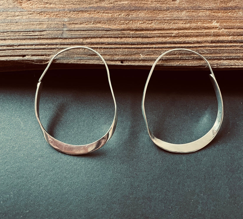 Irregular Silver Hoop Earrings / Rustic / Boho Style / Classic Silver Hoops / Bohemian Look / Modern Earrings / Silver Hoops / Lightweight