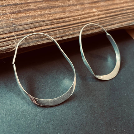 Irregular Silver Hoop Earrings / Rustic / Boho Style / Classic Silver Hoops / Bohemian Look / Modern Earrings / Silver Hoops / Lightweight