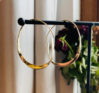 Irregular Gold Hoop Earrings / Brass / Rustic / Boho Style / Classic Silver Hoops / Bohemian Look / Modern Earrings / Brass Hoops