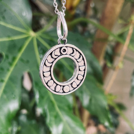 Lunar Calendar Necklace / Moon Phases / Hypoallergenic / Silver / Yoga / Reiki / Boho / Hippie / Rustic / Ethnic / Crystals / Third Eye /