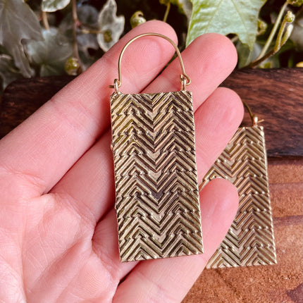 Boho Rectangle Earrings Brass / Boho Jewelery / Bohemian Look / Festival Fashion / Yoga / Gypsy / Rustic / Tribal Jewellery / Indian Design