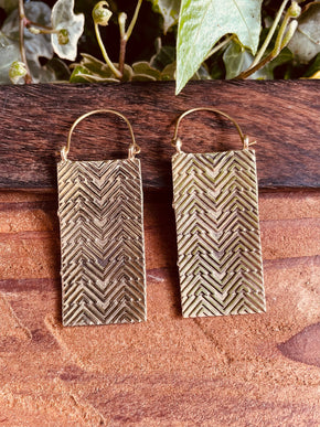 Boho Rectangle Earrings Brass / Boho Jewelery / Bohemian Look / Festival Fashion / Yoga / Gypsy / Rustic / Tribal Jewellery / Indian Design