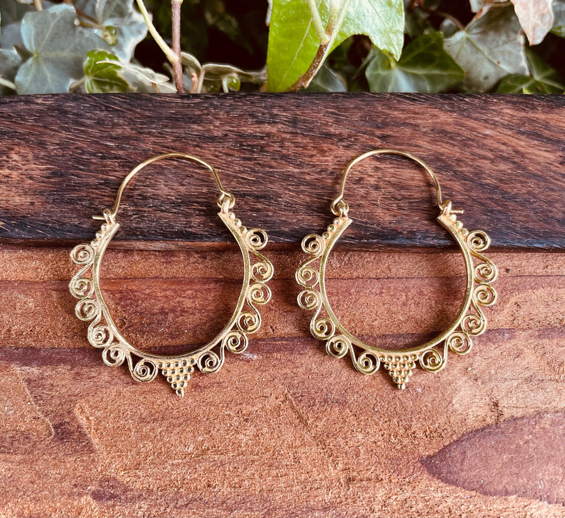 Boho Earrings Brass / Boho Jewelery / Bohemian Look / Festival Fashion / Yoga / Gypsy / Rustic / Tribal Jewellery / Indian Design