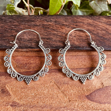Silver Boho Earrings / Boho Jewelery / Bohemian Look / Festival Fashion / Yoga / Gypsy / Rustic / Tribal Jewellery / Indian Design