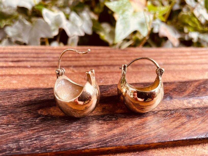 Chunky Ball Hoop Earrings Gold Brass / Boho Jewelery / Bohemian Look / Festival Fashion / Yoga / Rustic / Tribal Jewellery / Indian Design