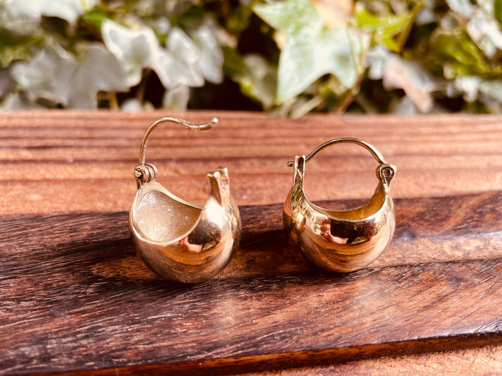 Chunky Ball Hoop Earrings Gold Brass / Boho Jewelery / Bohemian Look / Festival Fashion / Yoga / Rustic / Tribal Jewellery / Indian Design