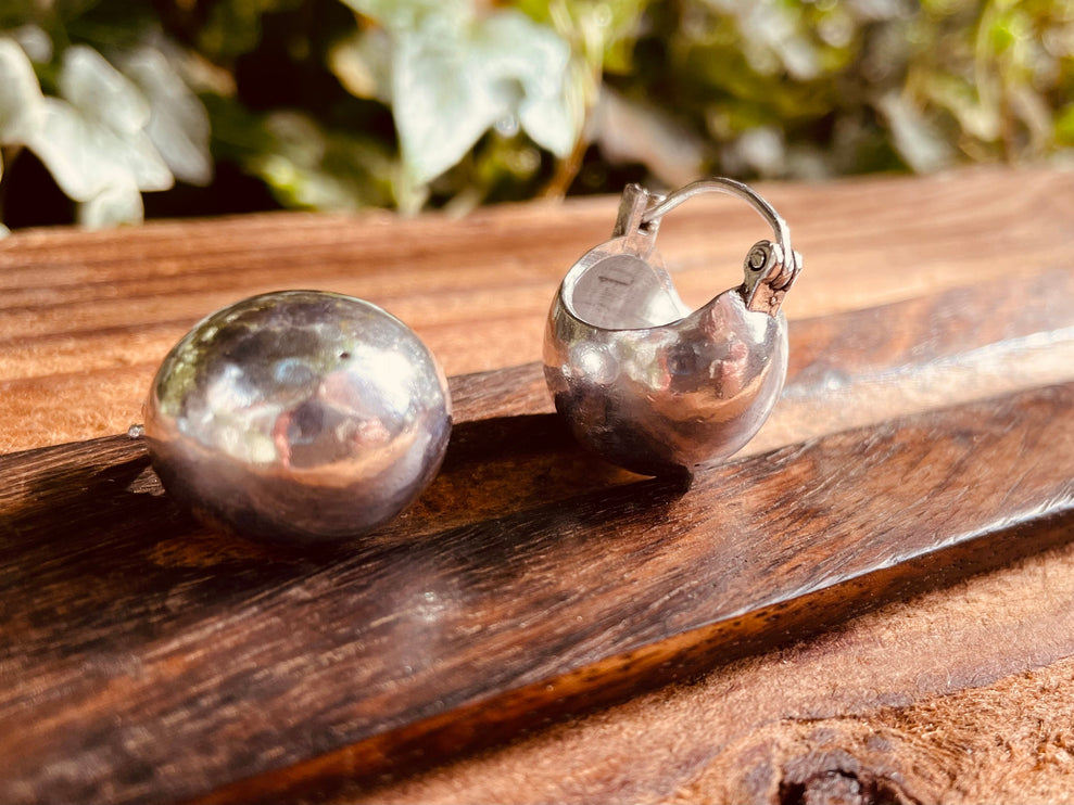 Chunky Ball Hoop Silver Earrings / Boho Jewelery / Bohemian Look / Festival Fashion / Yoga / Rustic / Tribal Jewellery / Indian Design