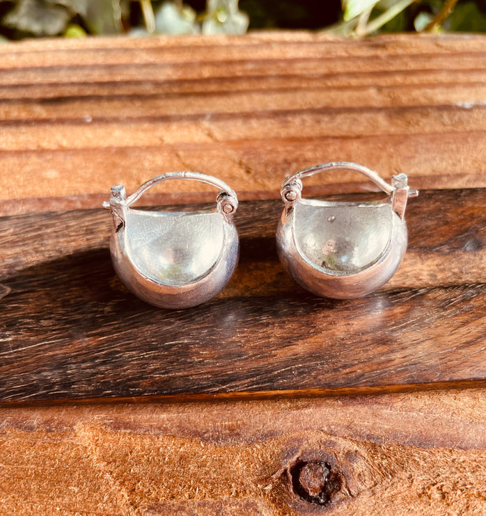 Chunky Ball Hoop Silver Earrings / Boho Jewelery / Bohemian Look / Festival Fashion / Yoga / Rustic / Tribal Jewellery / Indian Design