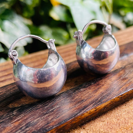 Chunky Ball Hoop Silver Earrings / Boho Jewelery / Bohemian Look / Festival Fashion / Yoga / Rustic / Tribal Jewellery / Indian Design