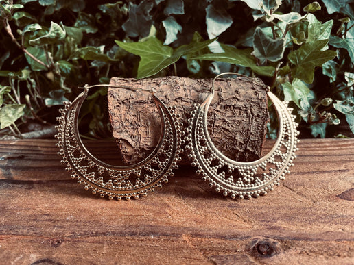 Large Boho Hoops Brass Earrings / Boho / Ethnic / Rustic / Indian / Festival / Gypsy / Spiral / Hippie / Ibiza Coachellea style