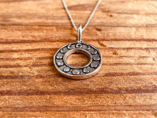 Lunar Calendar Necklace / Moon Phases / Hypoallergenic / Silver / Yoga / Reiki / Boho / Hippie / Rustic / Ethnic / Crystals / Third Eye /