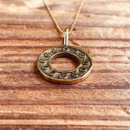 Lunar Calendar Necklace / Moon Phases / Hypoallergenic / Gold / Yoga / Reiki / Boho / Hippie / Rustic / Ethnic / Crystals / Third Eye /