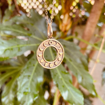 Lunar Calendar Necklace / Moon Phases / Hypoallergenic / Gold / Yoga / Reiki / Boho / Hippie / Rustic / Ethnic / Crystals / Third Eye /