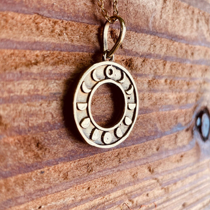 Lunar Calendar Necklace / Moon Phases / Hypoallergenic / Gold / Yoga / Reiki / Boho / Hippie / Rustic / Ethnic / Crystals / Third Eye /