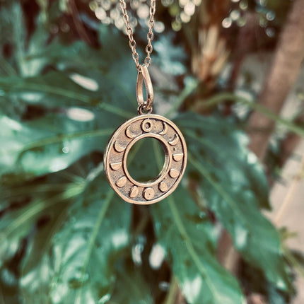 Lunar Calendar Necklace / Moon Phases / Hypoallergenic / Gold / Yoga / Reiki / Boho / Hippie / Rustic / Ethnic / Crystals / Third Eye /