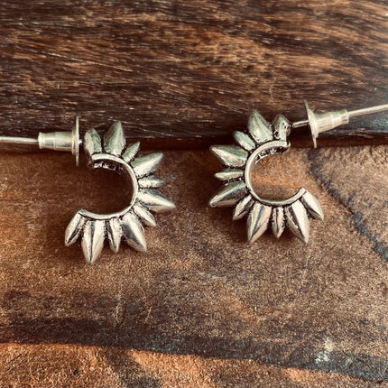 Chunky Silver Spike Stud Earrings / Steampunk / Geometric / Ethnic / Boho / Bohemian / Conteporary / Modern Jewelery / / Festival