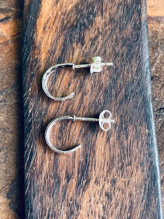 Small Boho Hoops Sterling Silver 925 Earrings / Hypoallergenic / Rustic / Yoga / Dainty Jewelery / Gift for Her / Bohemian Style /