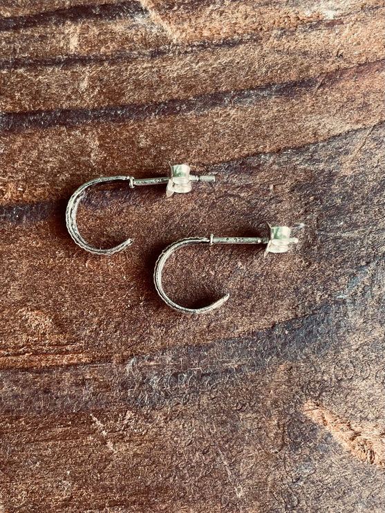 Small Boho Hoops Sterling Silver 925 Earrings / Hypoallergenic / Rustic / Yoga / Dainty Jewelery / Gift for Her / Bohemian Style /