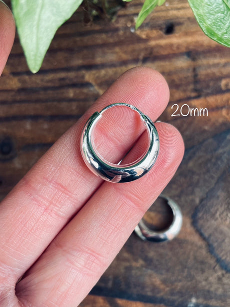 Small Sterling Silver Chunky Hoop Earrings 925 / Hypoallergenic / Classic Jewelery / Rustic / Bohemian / Hippie / Chunky / Fashion Style