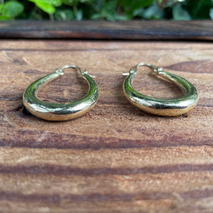 Chunky Golden Oval Hoop Earrings / Thick Hoop Earrings / Contemporary Jewelery / Modern / Boho / Rustic / Tribal / Fashion Outfit