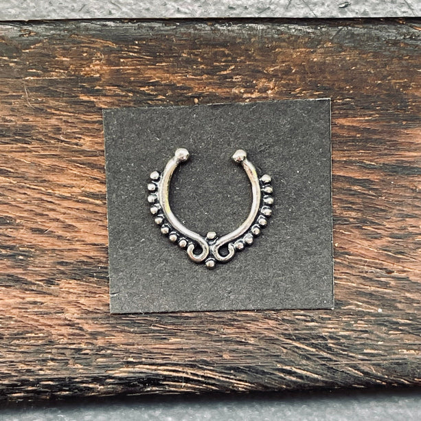 Septum Hoop Sterling Silver 925 ,Fake Septum Jewelry, Septum Hoop, Daith Earring, Ethnic Jewellery, Boho, Hypoallegernic